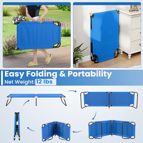 Folding Camping Cot Bed with 600D Oxford Fabric Grey L58010