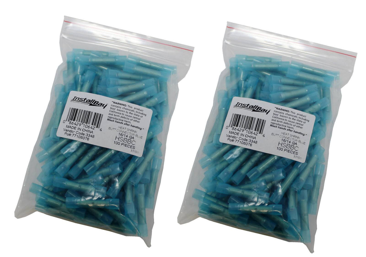 200 PC Waterproof Heat Shrink Blue Butt Connector G2900