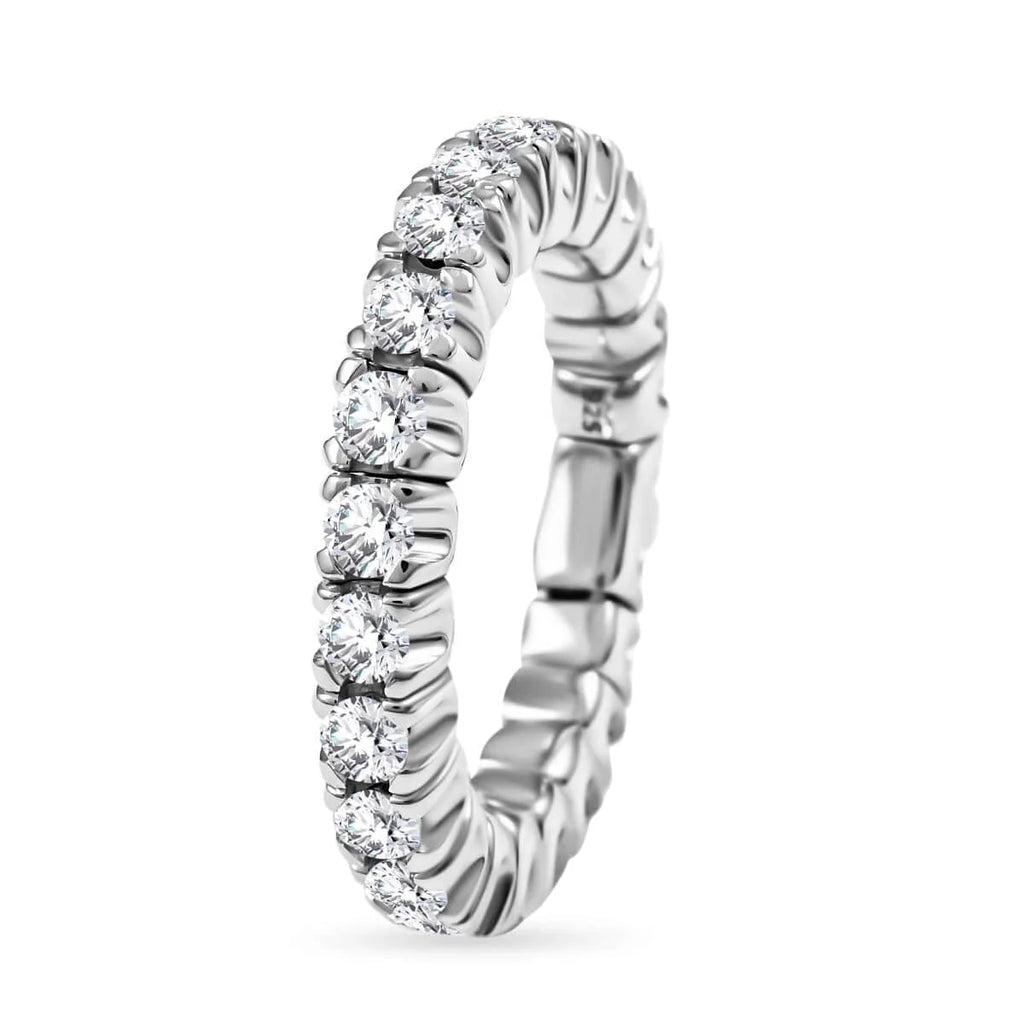 Moissanite Round 925 Sterling Silver Rhodium Plated Eternity Band Ring Size 9 Ct 1.85 S265
