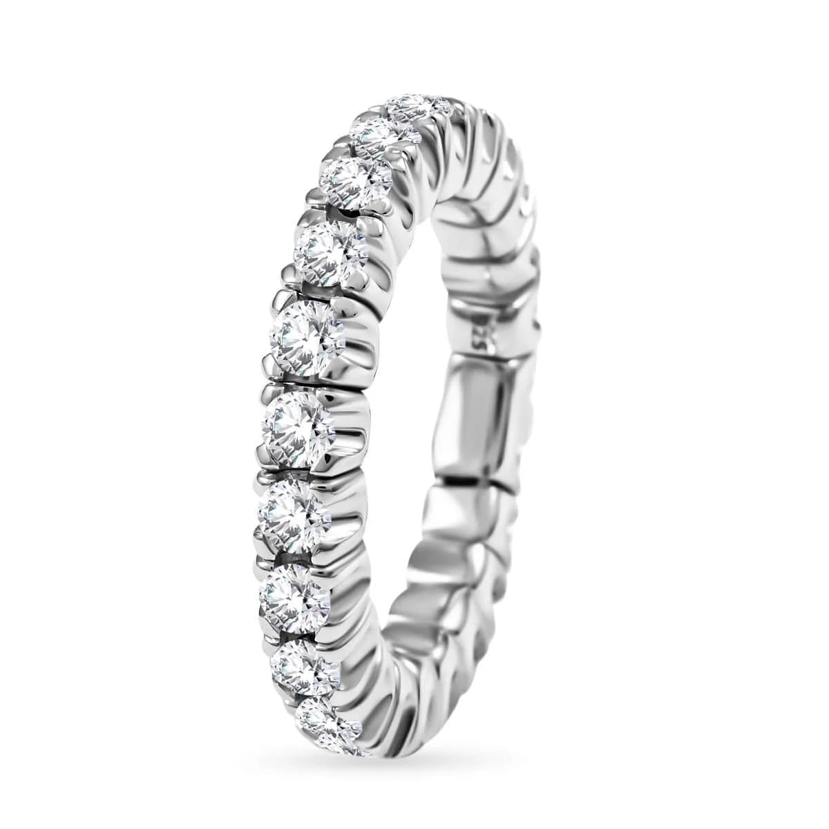 Moissanite Round 925 Sterling Silver Rhodium Plated Eternity Band Ring Size 9 Ct 1.85 S265