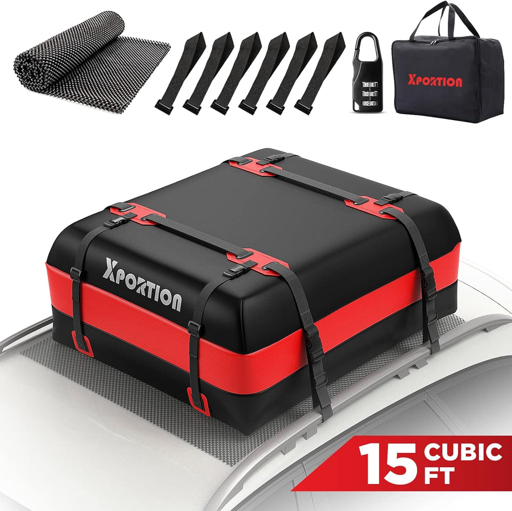 Waterproof Rooftop Cargo Carrier Bag, 21 Cubic Feet, with Non-Slip Mats and Straps B481735