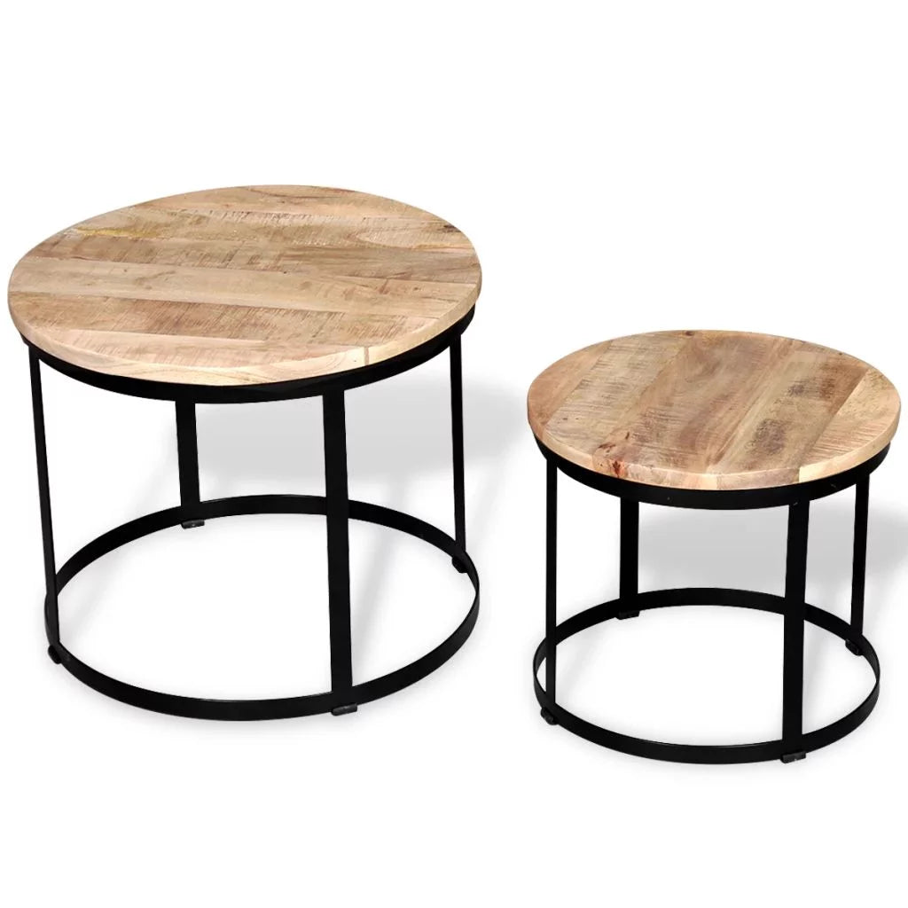 Two Piece Round Mango Wood Coffee Table Set M7873