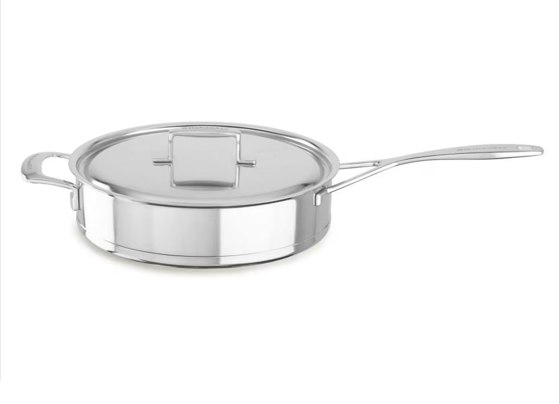 Stainless Steel 5.0-Quart Low Saute Pan with Lid W9236