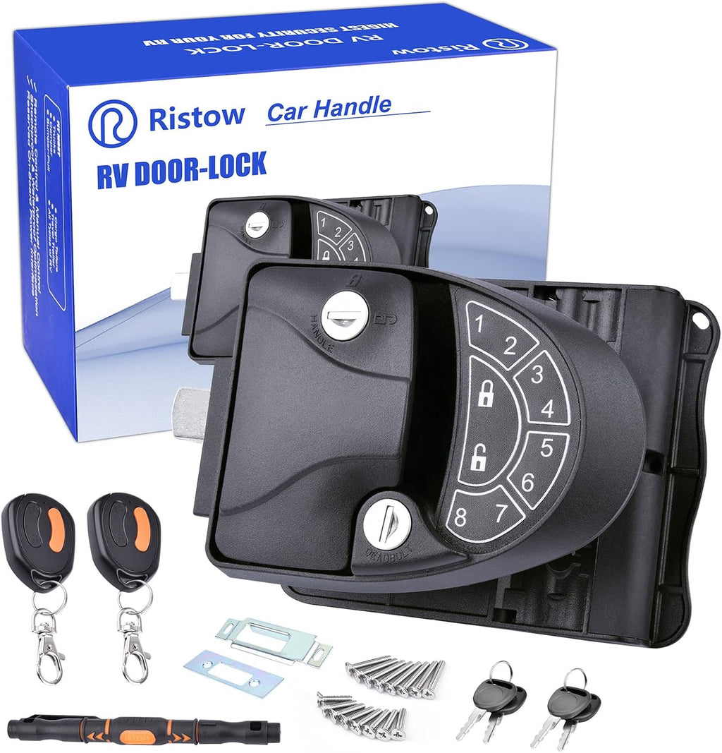 RV Keyless Entry Door Lock with Key Fobs and Backlit Keypad Metal H310