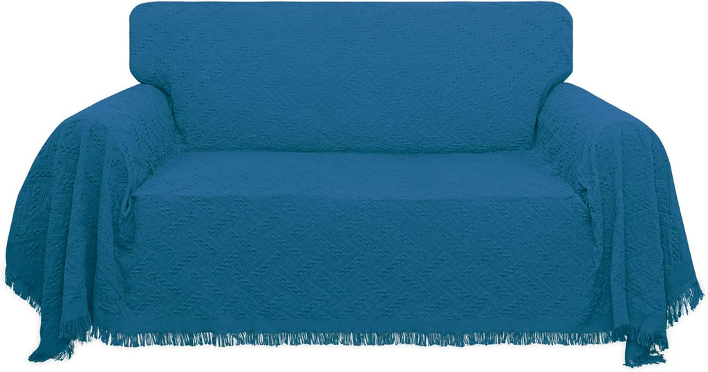 Geometrical Jacquard Sofa Cover for 3 Cushion Couch, 91x134 inch, Ivory R455267