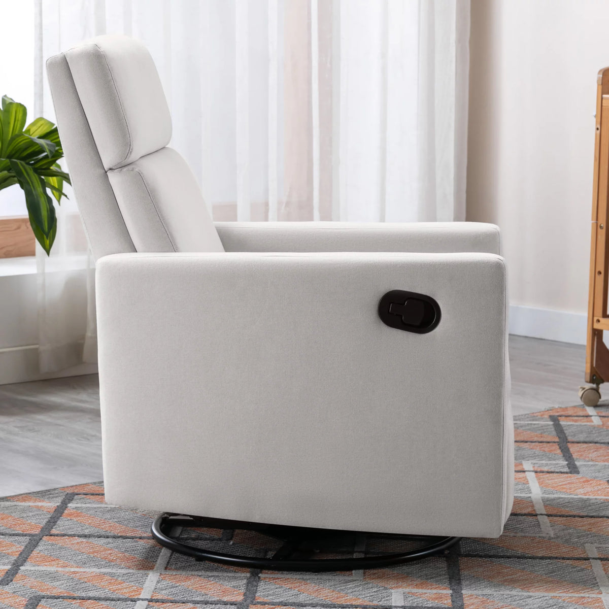 Beige Upholstered Swivel Recliner Chair P3472