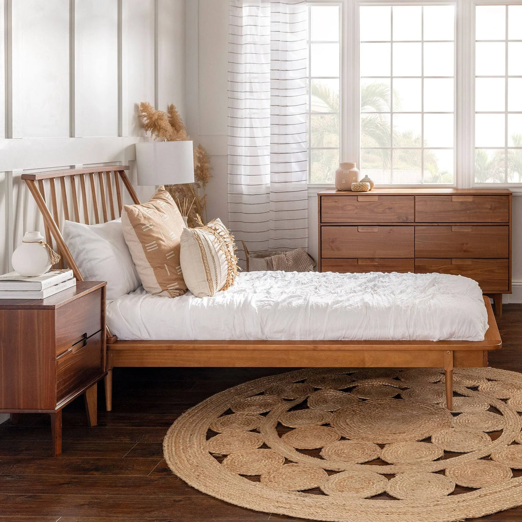 Solid Pine Wood Spindle Bed - Light Oak - Queen D914908