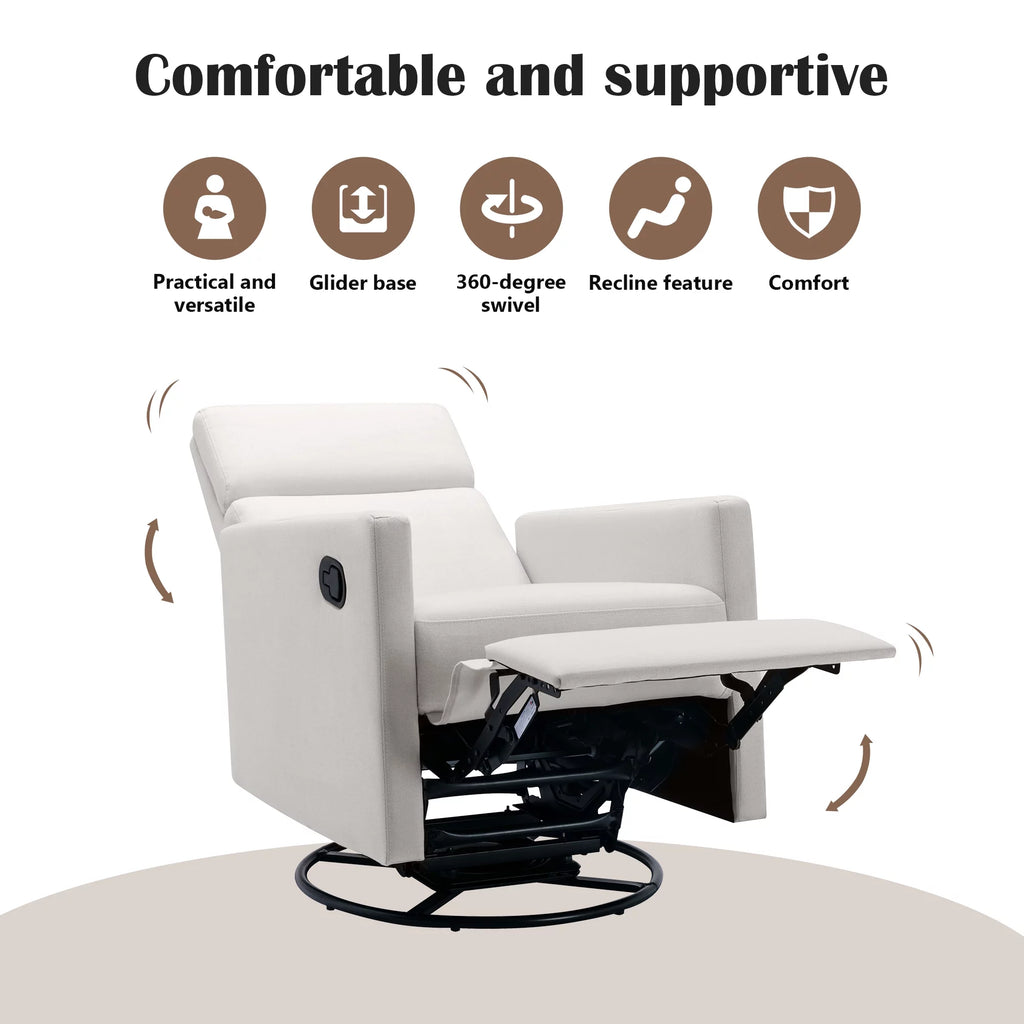 Beige Upholstered Swivel Recliner Chair P3472