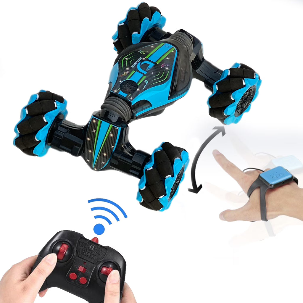 Blue 4WD 2.4Ghz Remote Control Stunt Car Toy J807680