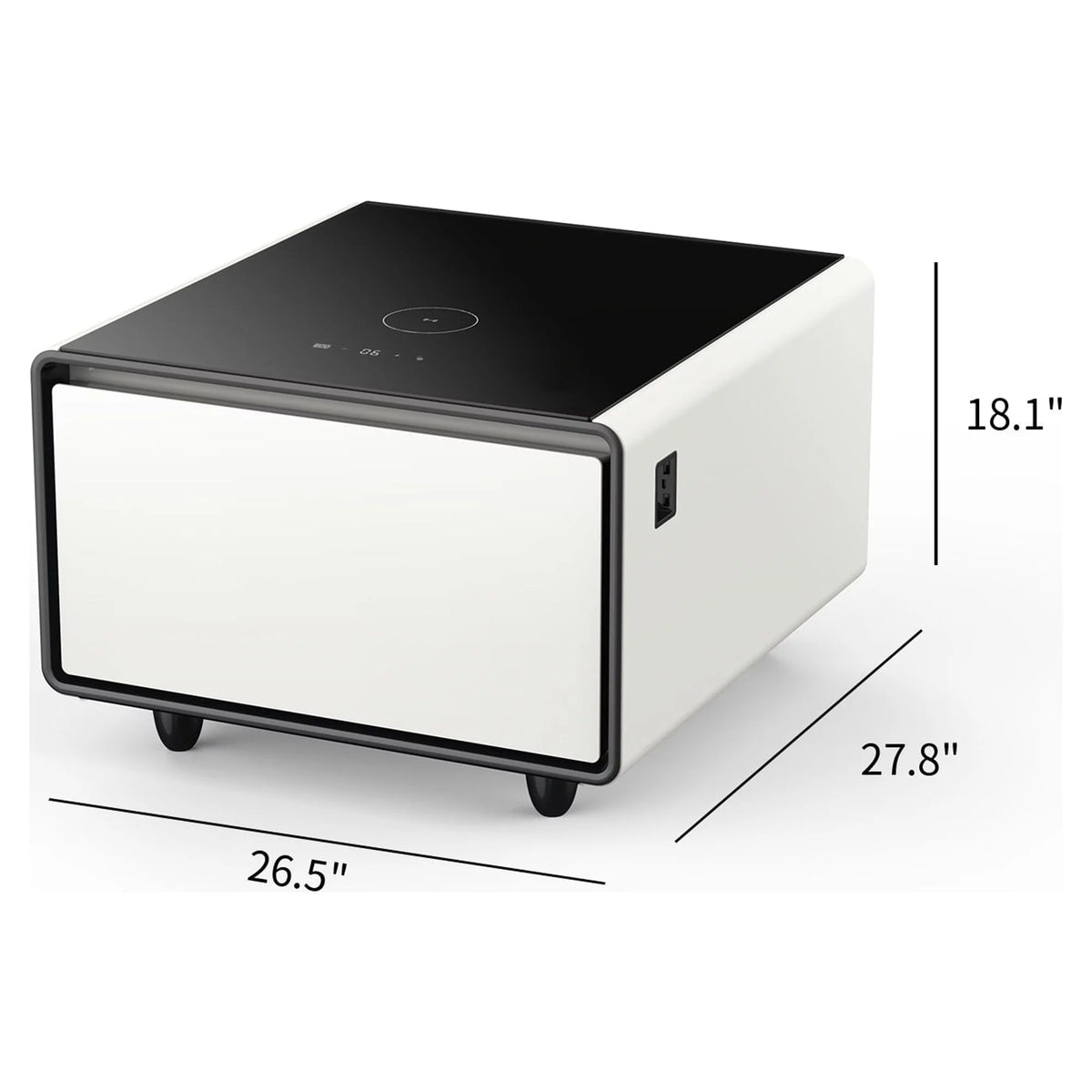 White Smart Side Table with Built in Fridge and Storage Drawer S839734