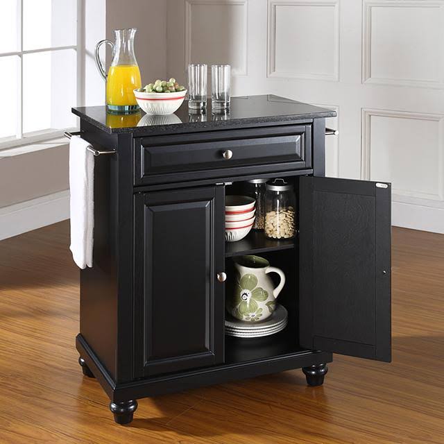 Solid Granite Top Portable Kitchen Island J670683