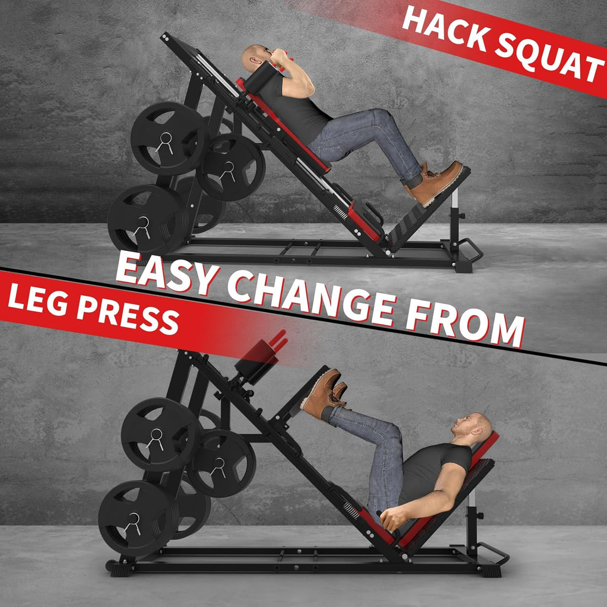 Leg Press Hack Squat Machine Combo with Weight Storage Posts N7097