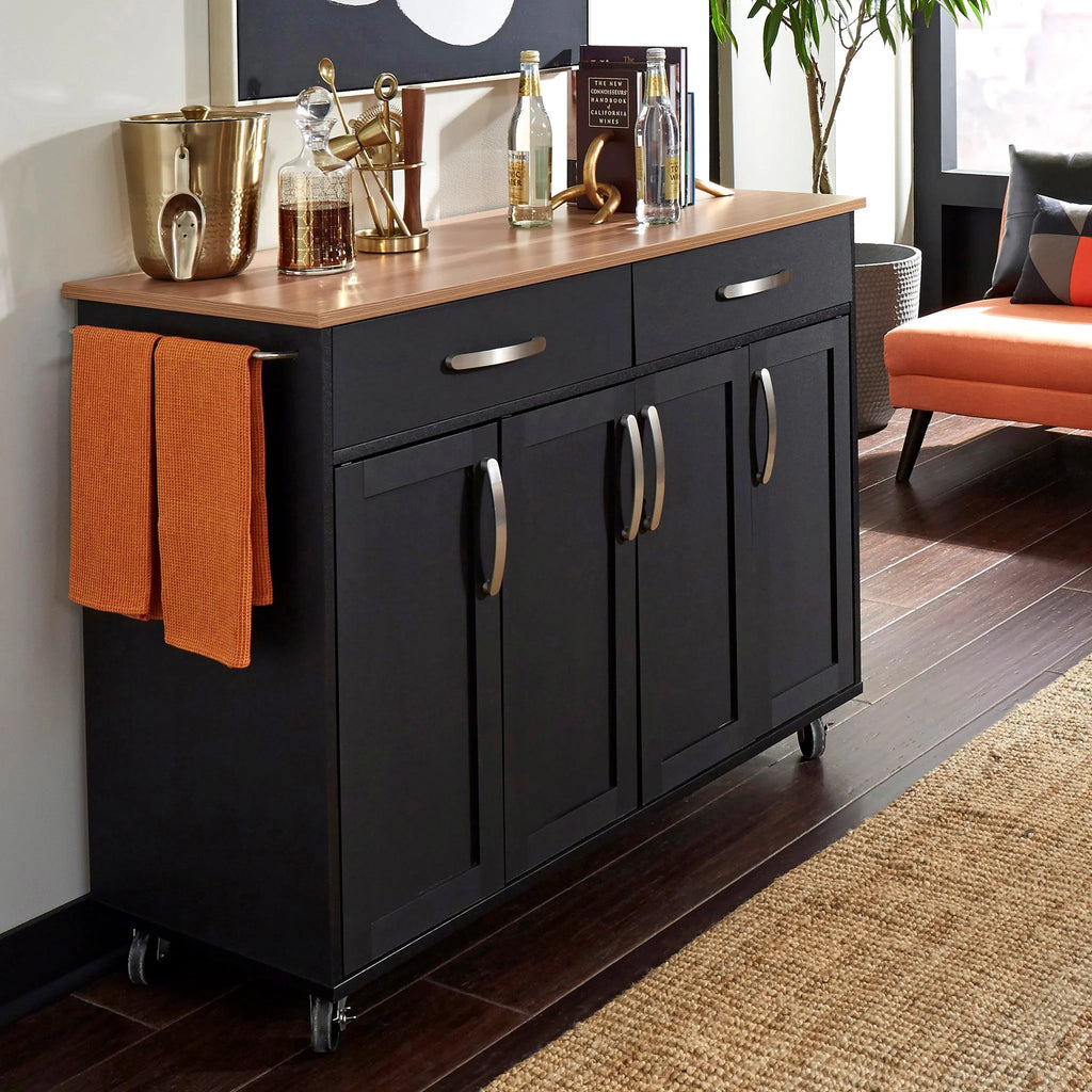 Black Wood Kitchen Cart N305435