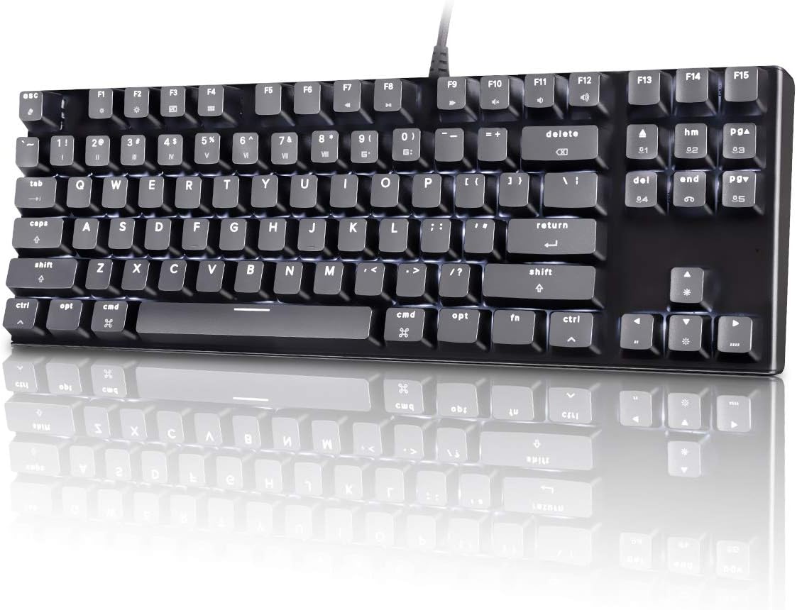 87 Key Tenkeyless Wireless Mechanical Keyboard with Brown Switches and White LED Backlit X399