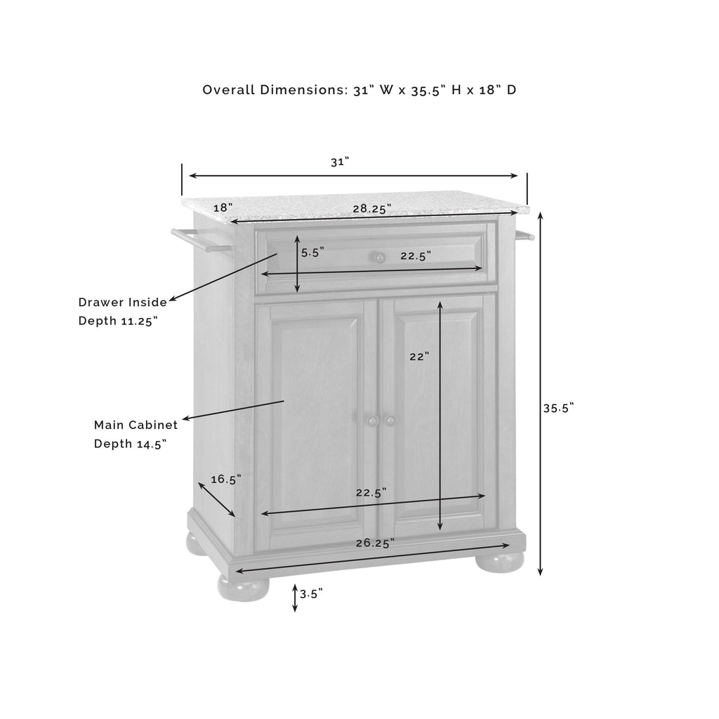 Solid Granite Top Portable Kitchen Island J670683