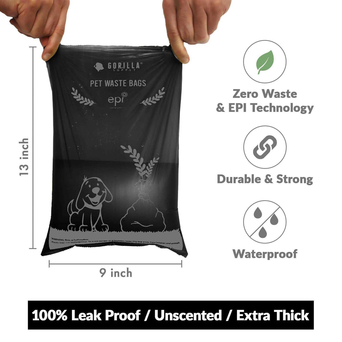 Dog Poop Waste Bags with Dispenser and Leash Tie A2165