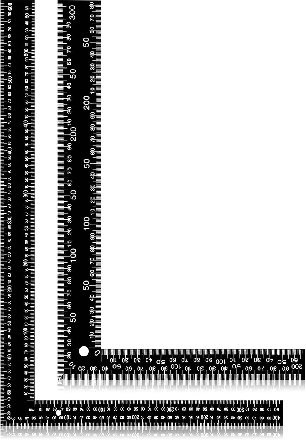 2 Pieces Stainless Steel L Shape Carpenter Square Set 16 x 24 Inch and 8 x 12 Inch Black Z30865