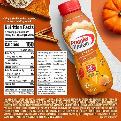 Pumpkin Spice 11.5 Fl Oz Pack of 12 Protein Shake H642
