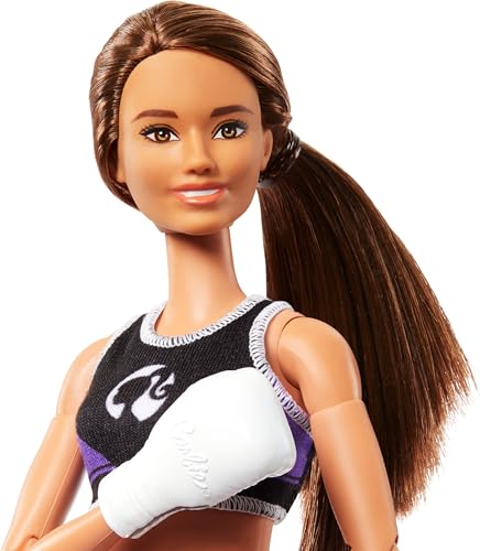 Barbie Careers Fashion Doll & Accessories, Made to Move Brunette Boxer with Boxing Gloves R4503