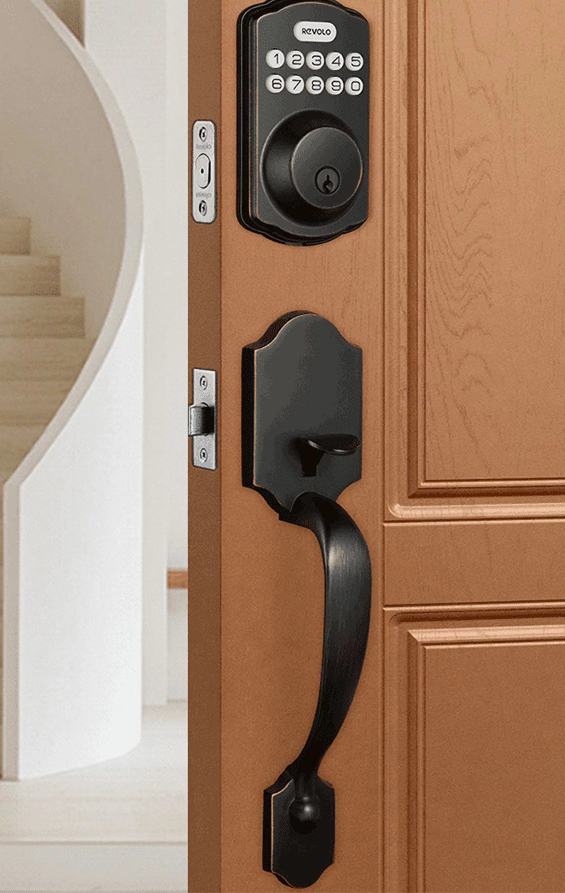 Keyless Entry Door Lock with Handle Set, Oil Rubbed Bronze X442