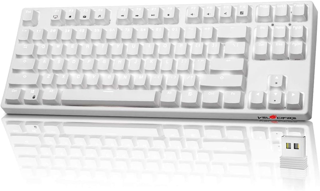 87 Key Tenkeyless Wireless Mechanical Keyboard with Brown Switches and White LED Backlit X399