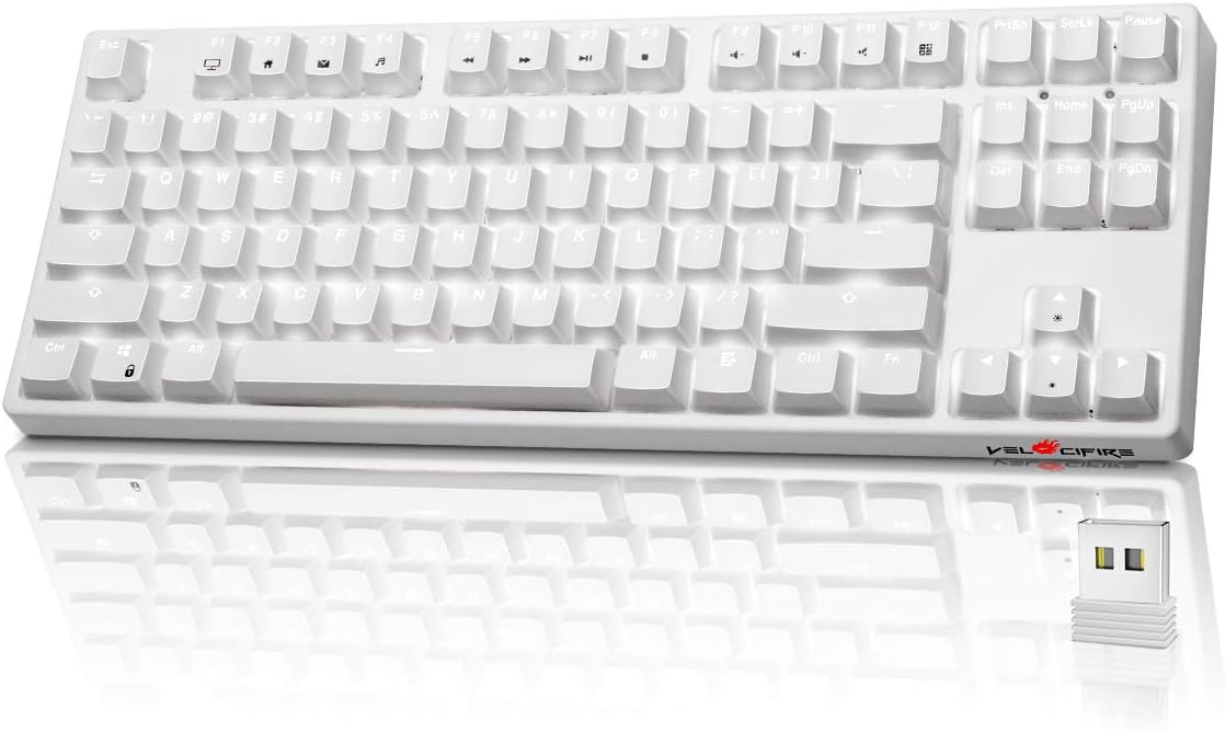 87 Key Tenkeyless Wireless Mechanical Keyboard with Brown Switches and White LED Backlit X399