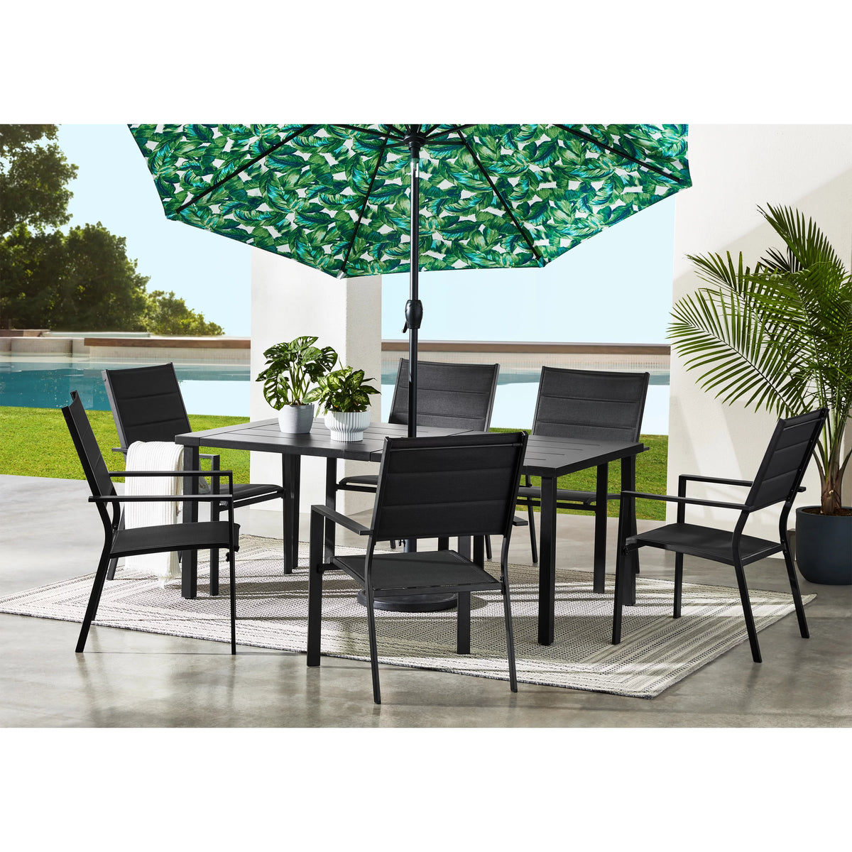 Black 7-Piece Outdoor Patio Dining Set T986