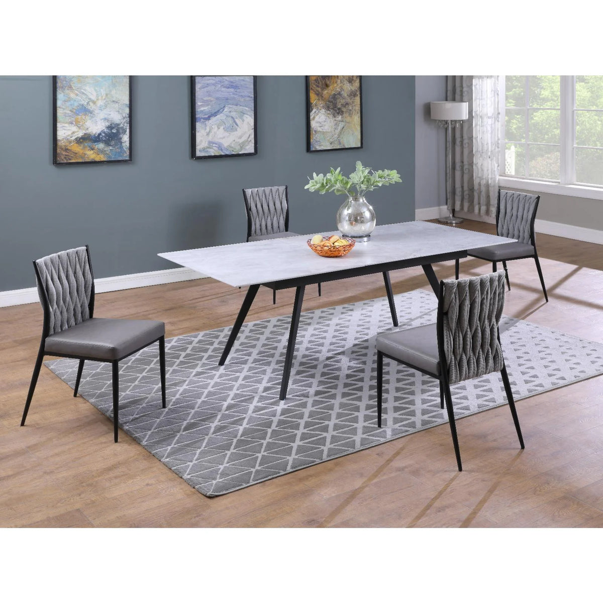 Set of 2 Contemporary Side Chair with Weave Back D3862