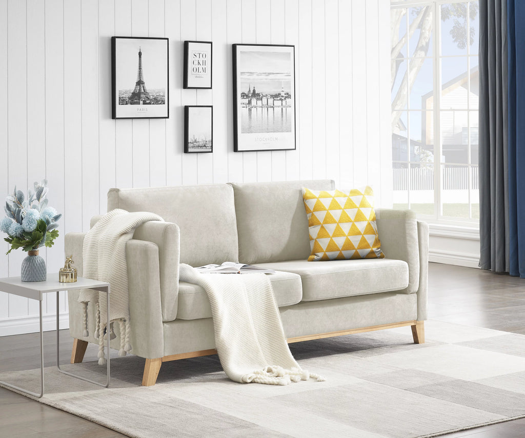 Chenille Fabric 2-Seater Upholstered Sofa Couch with Solid Wood Legs F9421