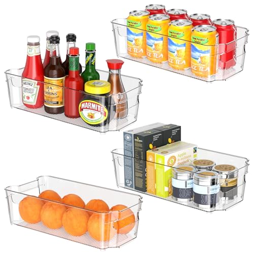 Clear BPA Free Fridge Organizer Bins with Handle, 12.5 inch 8 Pack X770415