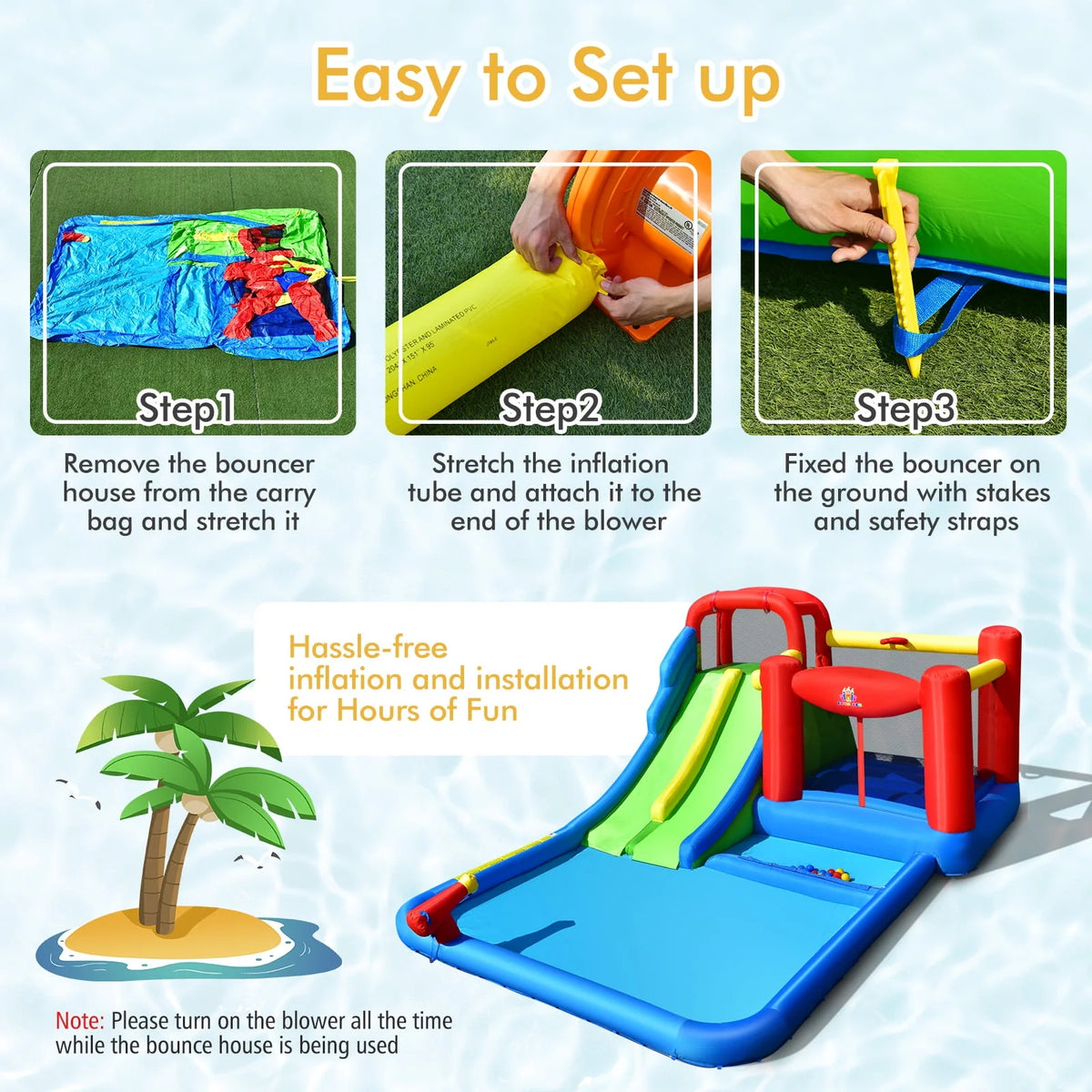 Inflatable Water Slide Kids Bounce Castle with Blower L870
