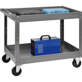 2 Shelf Deep Tray Steel Stock Cart 500 lb. Capacity V64017