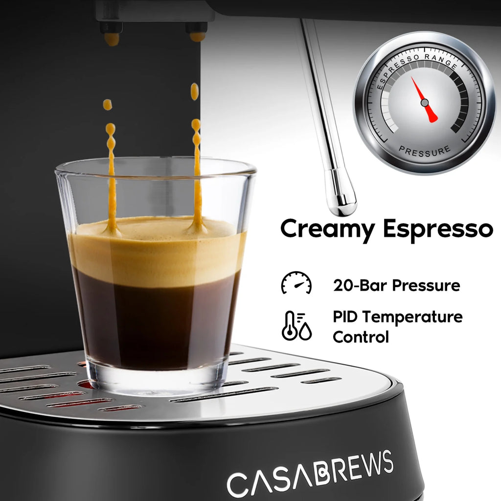 20 Bar Espresso Machine with Milk Frother Stainless Steel Black H991