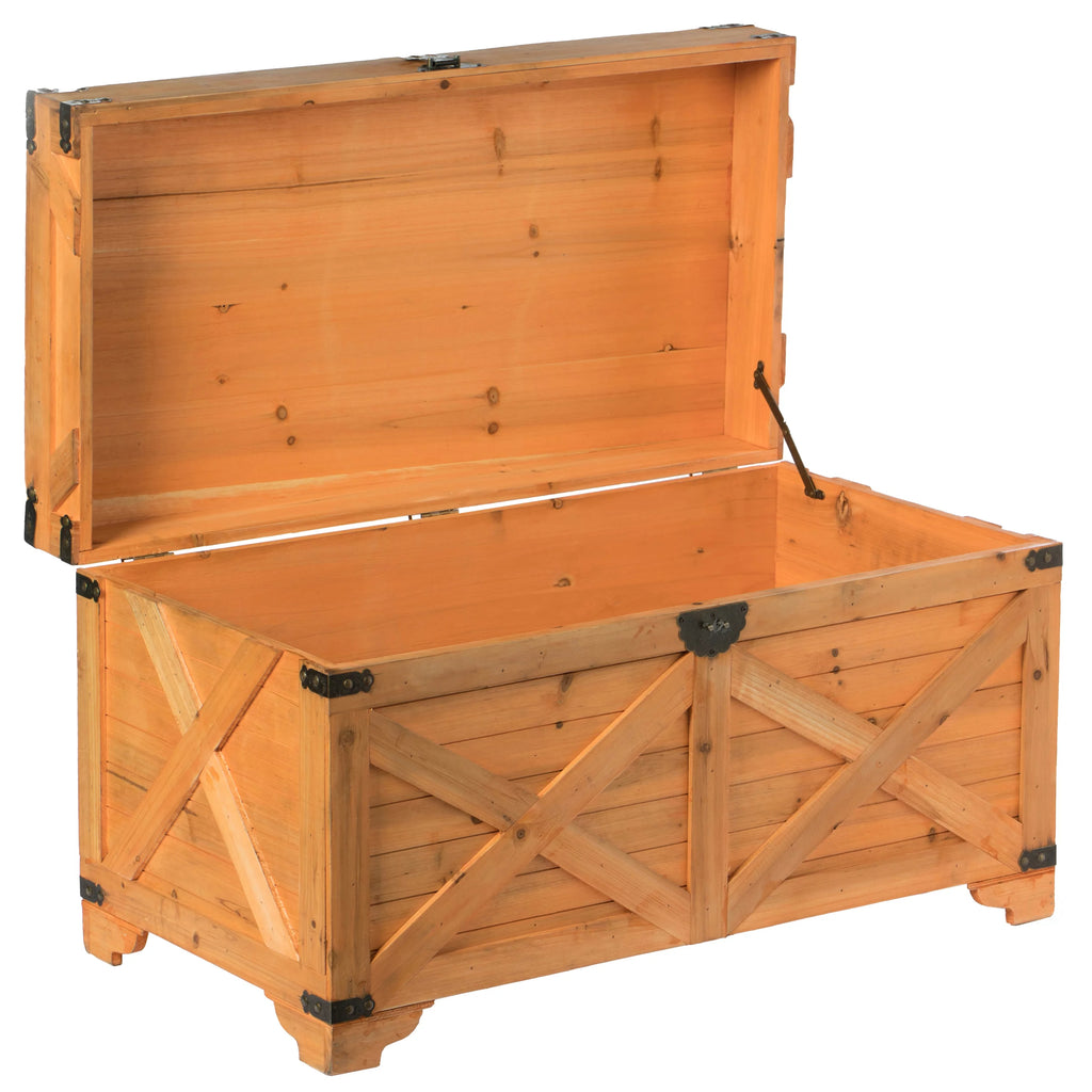 Large Decorative Farmhouse Wooden Storage Trunk Chest X937415