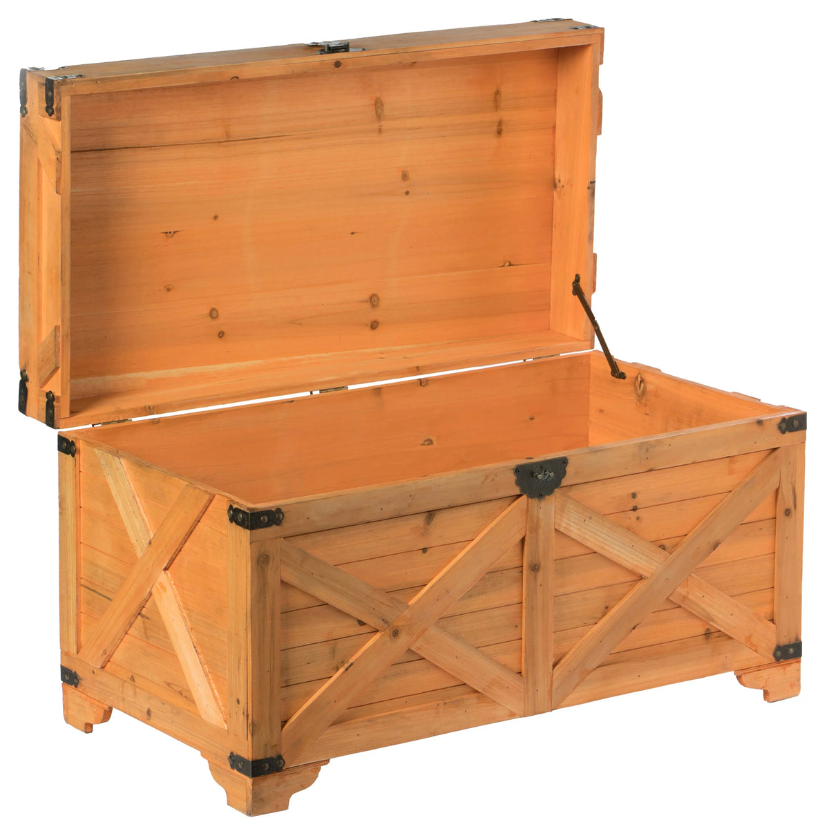 Large Decorative Farmhouse Wooden Storage Trunk Chest X937415