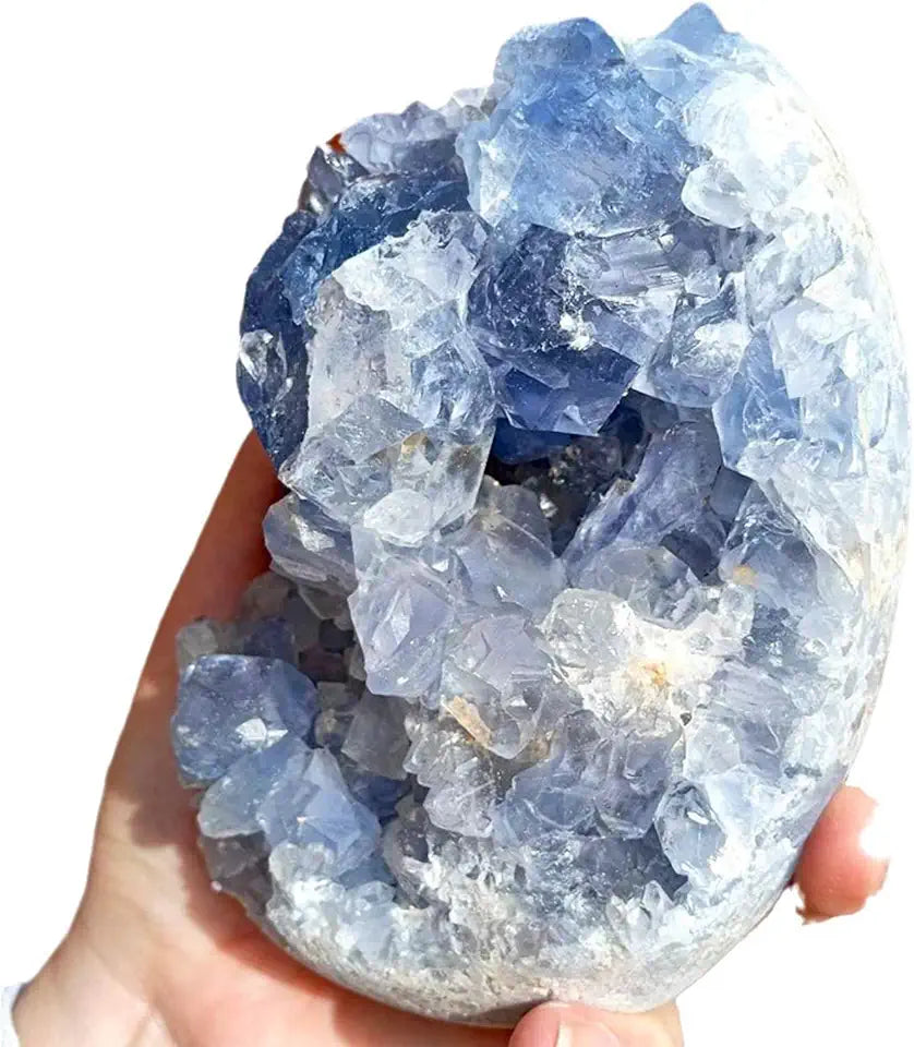 Raw Blue Celestite Crystal Geode Mineral Specimens 500~600g K975
