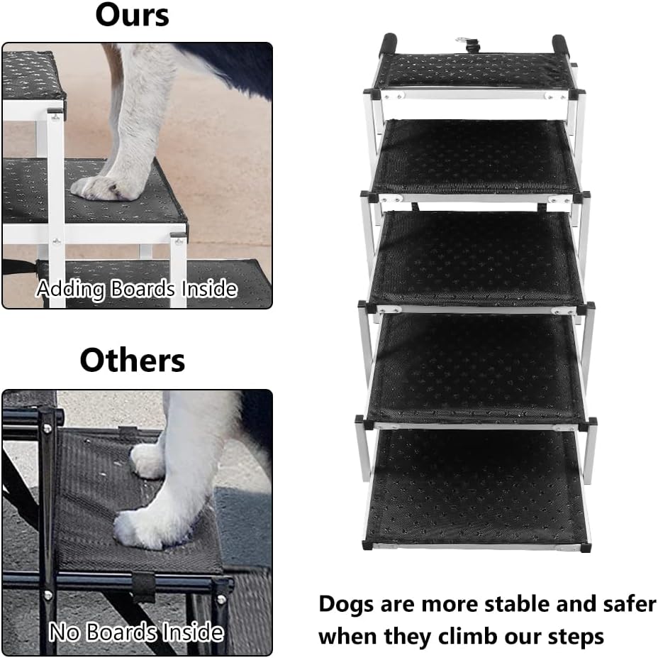 Foldable Aluminum 5 Steps Dog Stairs with Non-Slip Surface H270433