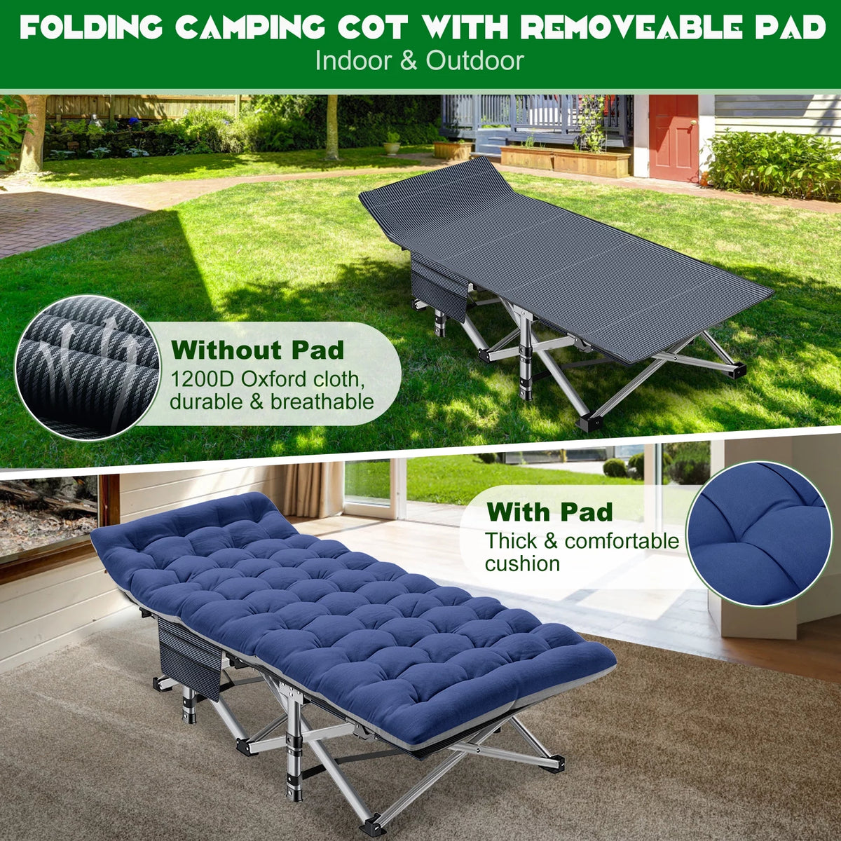 Camping Cot with Mattress & Carry Bag N72232