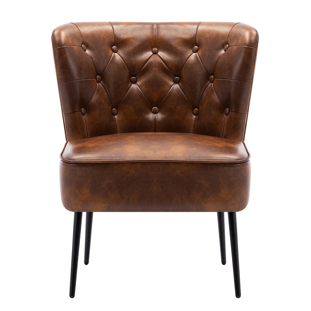 Yellowish Brown PU Tufted Accent Chair F94116