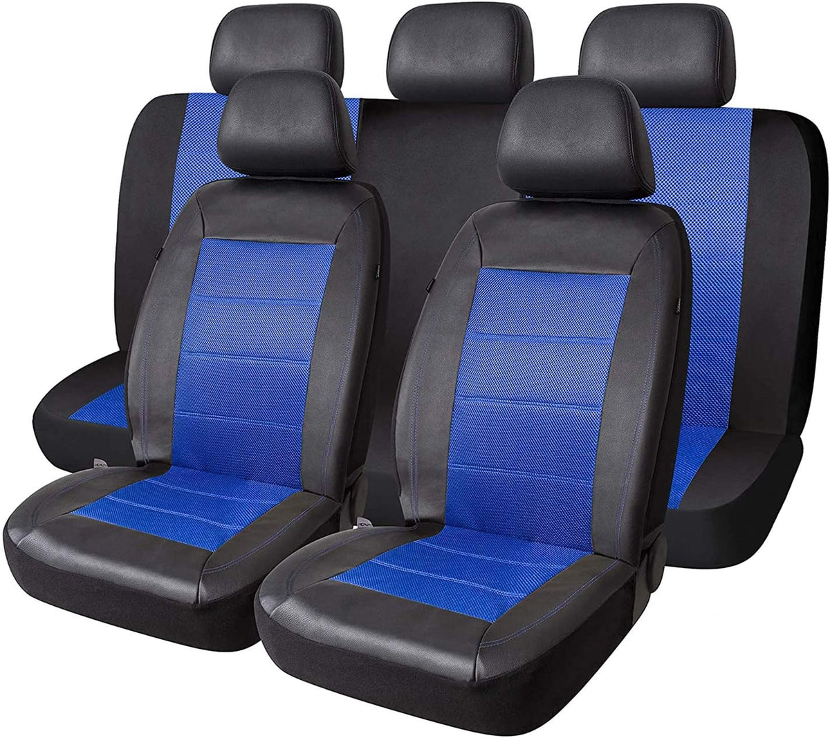 Universal Fit Full Set Mesh and Leather Car Seat Cover (Beige) E8504