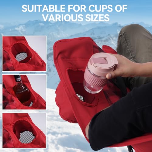 Grey Double Padded Camping Loveseat Chair with Cup Holders and Carry Bag J56126