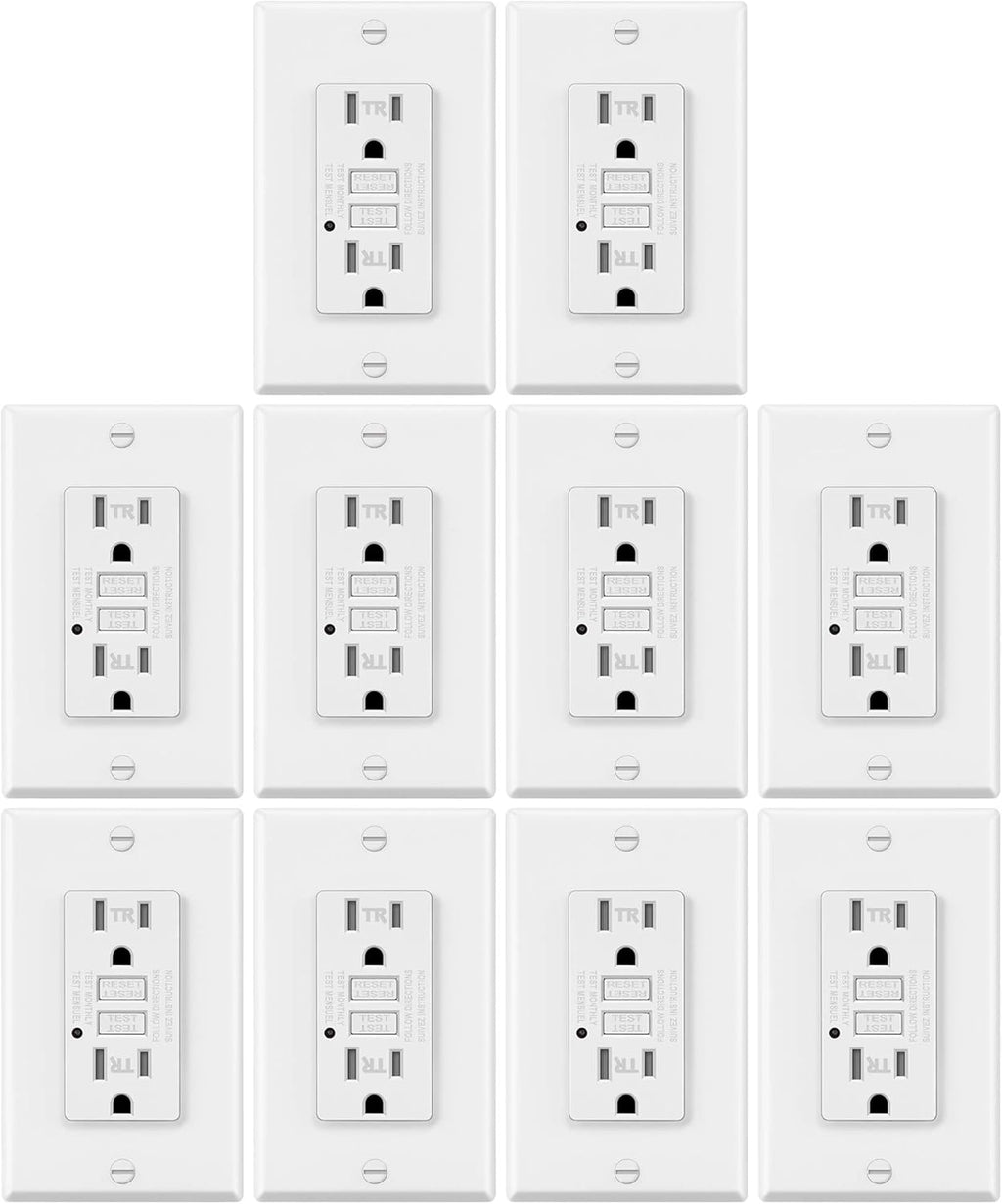 15A/125V Tamper Resistant GFCI Outlets with LED Indicator, White M7326