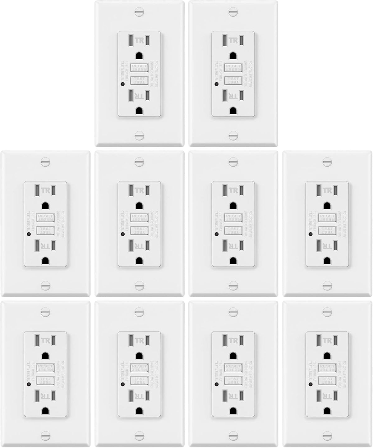 15A/125V Tamper Resistant GFCI Outlets with LED Indicator, White M7326