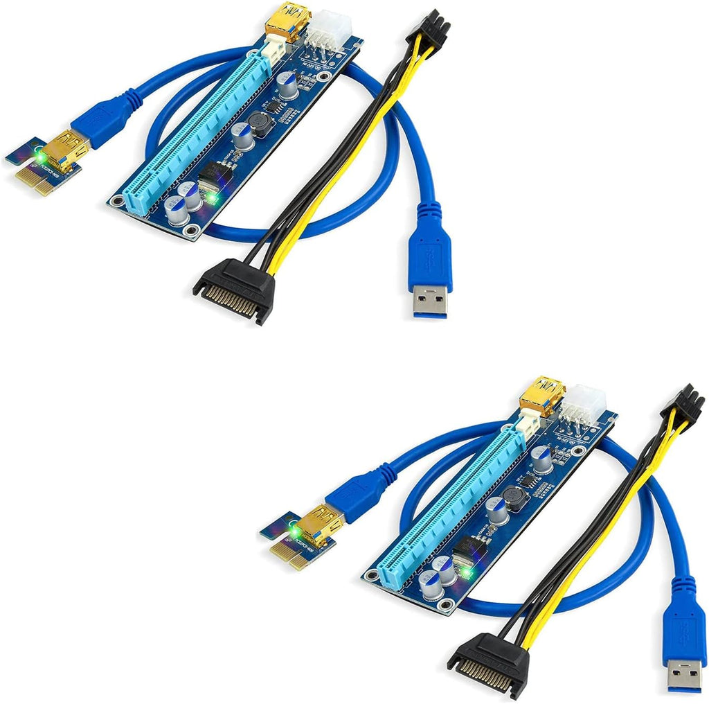 PCI-E Riser 1X to 16X, 4pcs Solid Capacitors, Gold-Plated USB 3.0 Cable T91988