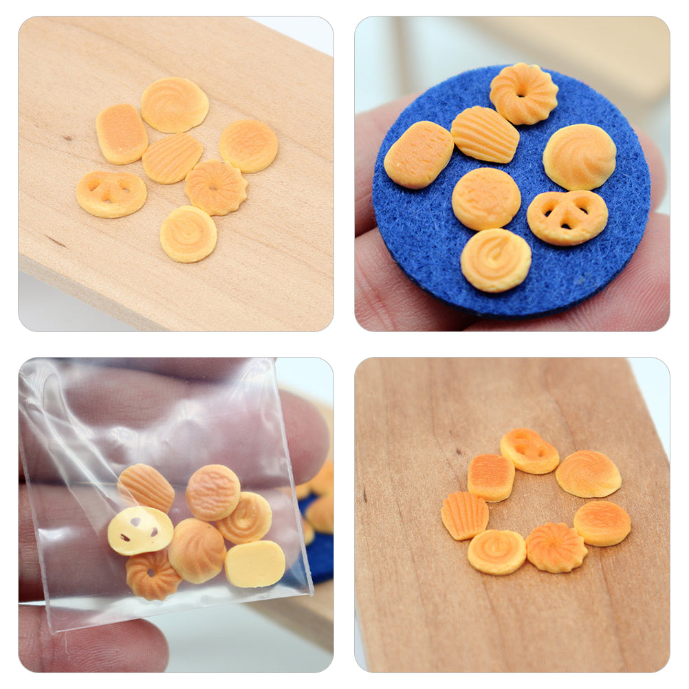 14Pcs Simulation Cookies Miniature Doll House Decors X738321