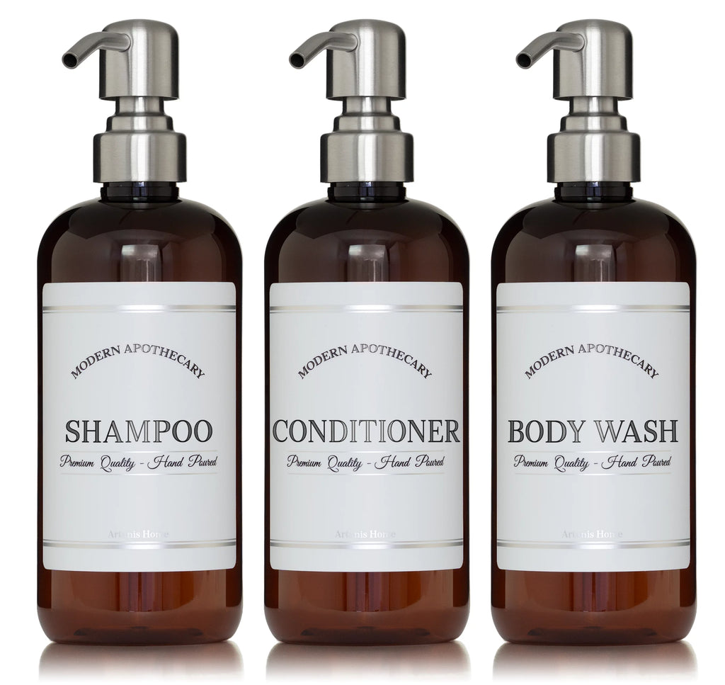 Refillable Body Wash, Shampoo and Conditioner Bottles 16 oz 3 Pack P42174