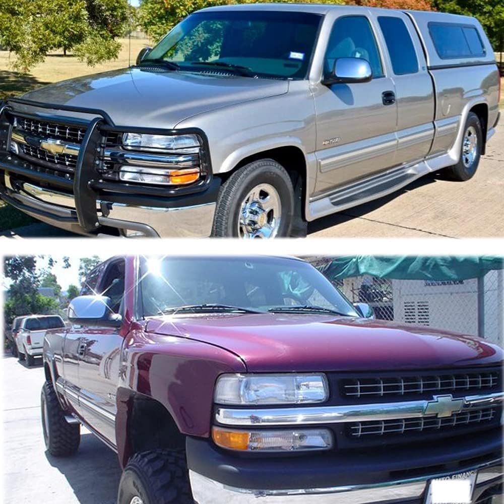 Chrome Housing Clear Lens Headlights with Bumper Lights Assembly Set Pack of 2 W345