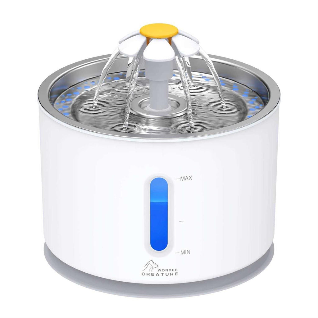 2.4L/81oz Automatic Cat Water Fountain with Stainless Steel Lid and LED Light X131438