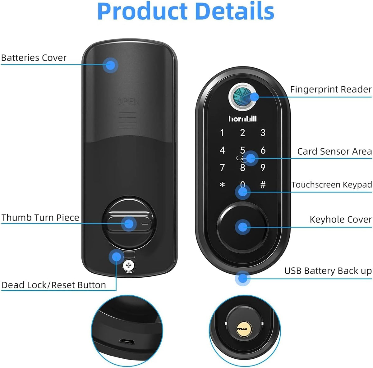 Smart Lock Fingerprint Deadbolt with Touchscreen Keypad, Bluetooth ekeys, Auto Lock Keyless Entry Door Lock W167