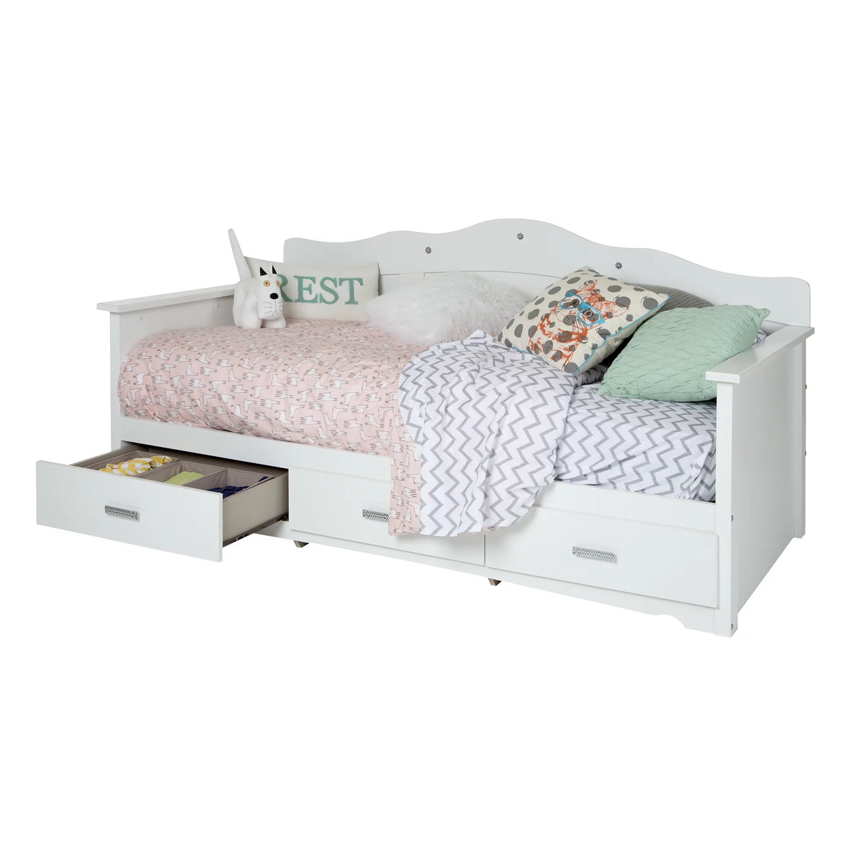 White Twin Daybed with Storage U693459